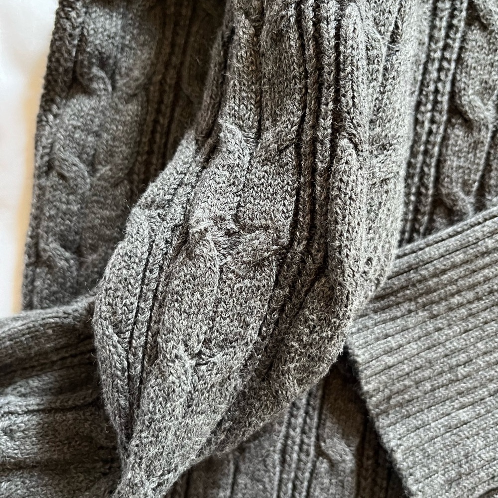 Dark Gray Cable Knit Turtleneck Sweater - Picture 2 of 6
